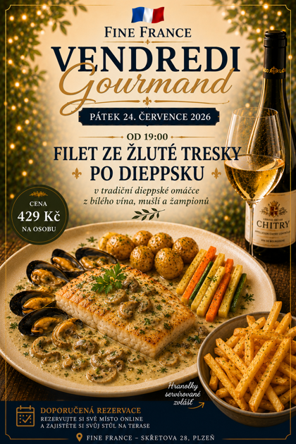 Pátek 24. července : Filet ze žluté tresky po dieppsku